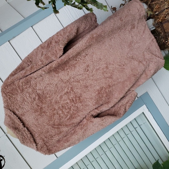 SHEIN Camel Color Long Sherpa Teddy Coat. Oversized SZ.SM. NEW.  P2P-22" - Picture 5 of 10